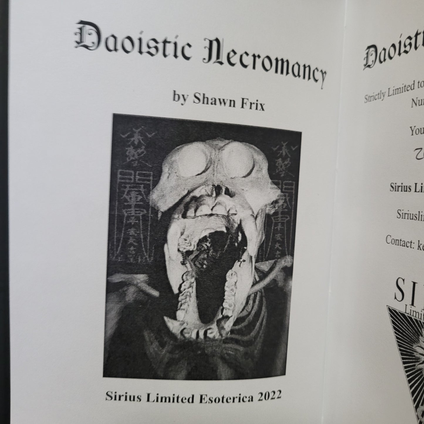 Daoistic Necromancy by Shawn Frix (Sirius Limited Esoterica, 2022) Deluxe Edition Limited to 22 Copies Includes Altar Cloth