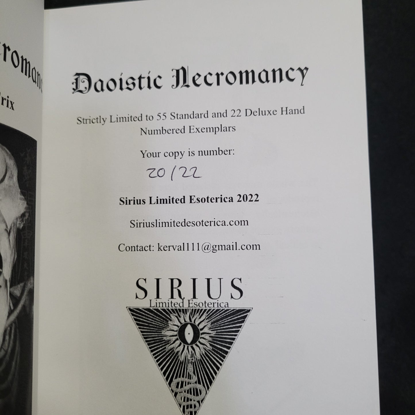 Daoistic Necromancy by Shawn Frix (Sirius Limited Esoterica, 2022) Deluxe Edition Limited to 22 Copies Includes Altar Cloth