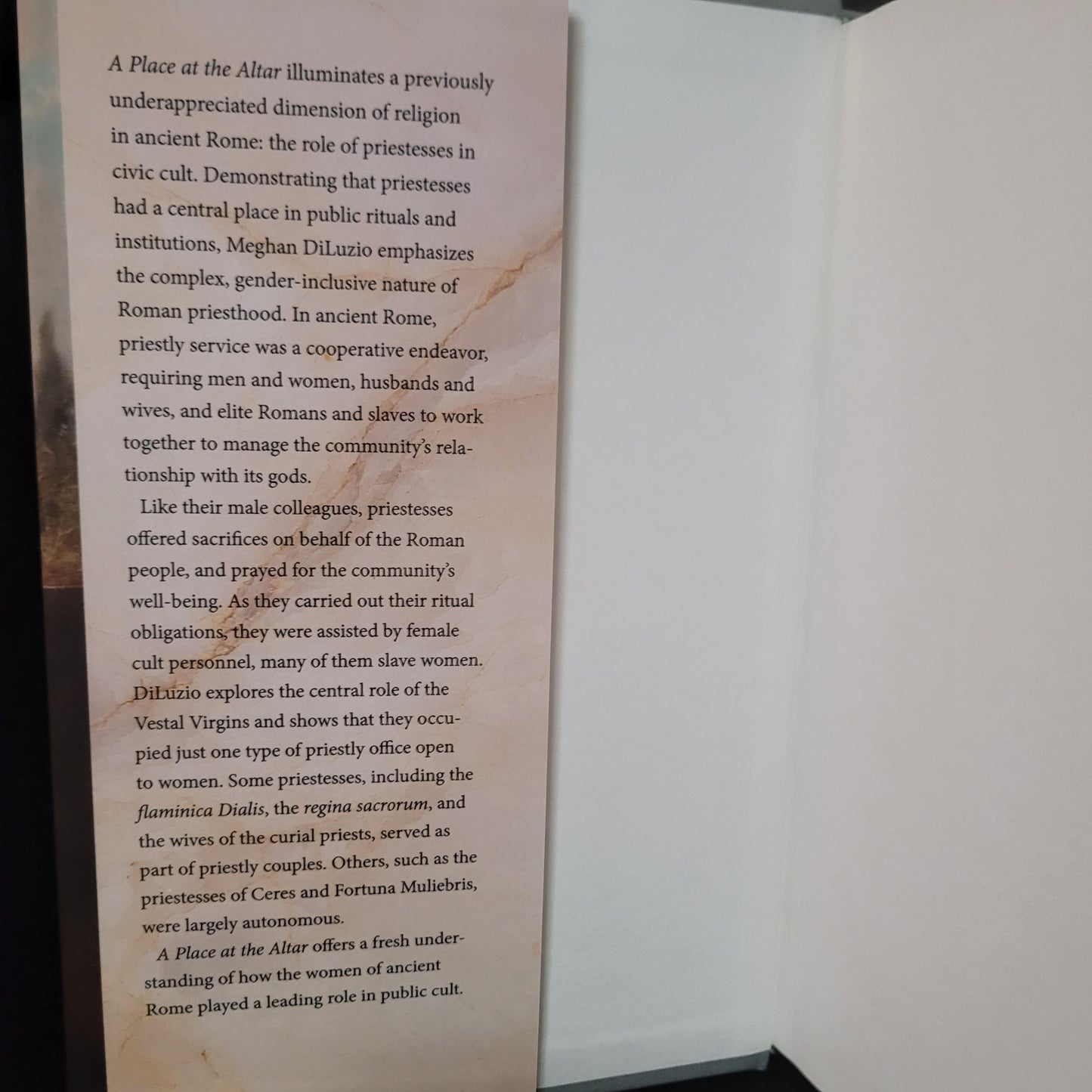 A Place at the Altar: Priestesses in Republican Rome by Meghan J. DiLuzio (Princeton University Press, 2016) Hardcover