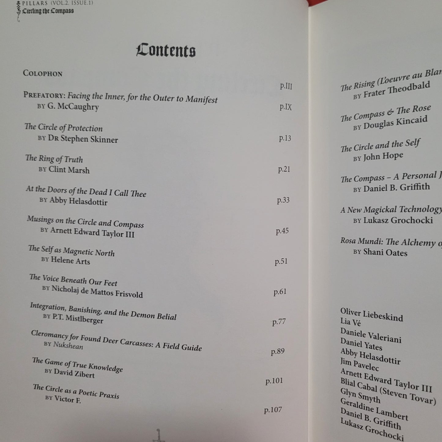 Pillars: Circling the Compass, Vol.2, Issue.1 Edited by G. McCaughry (Anathema Publishing, 2019) Cloth Hardcover Limited to 550 Copies