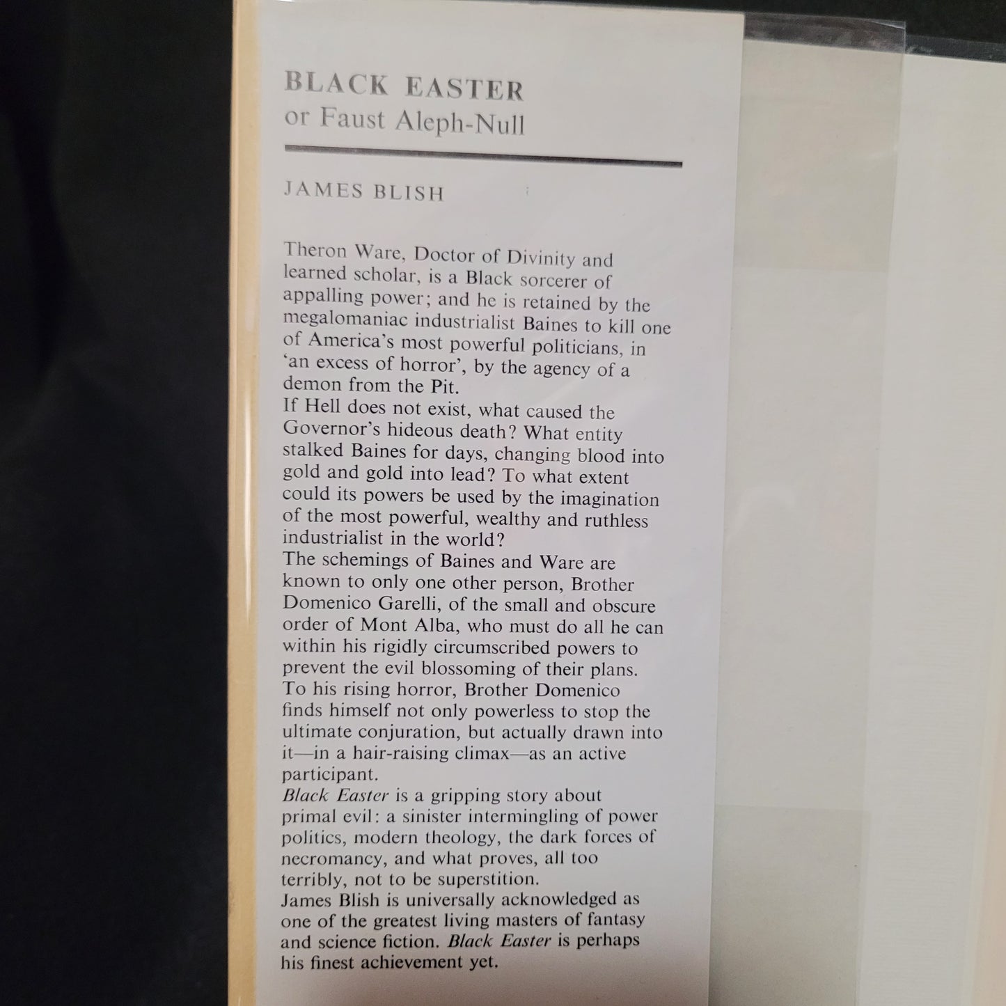 Black Easter or Faust Aleph-Null by James Blish (Faber and Faber, 1968) Hardcover First Edition