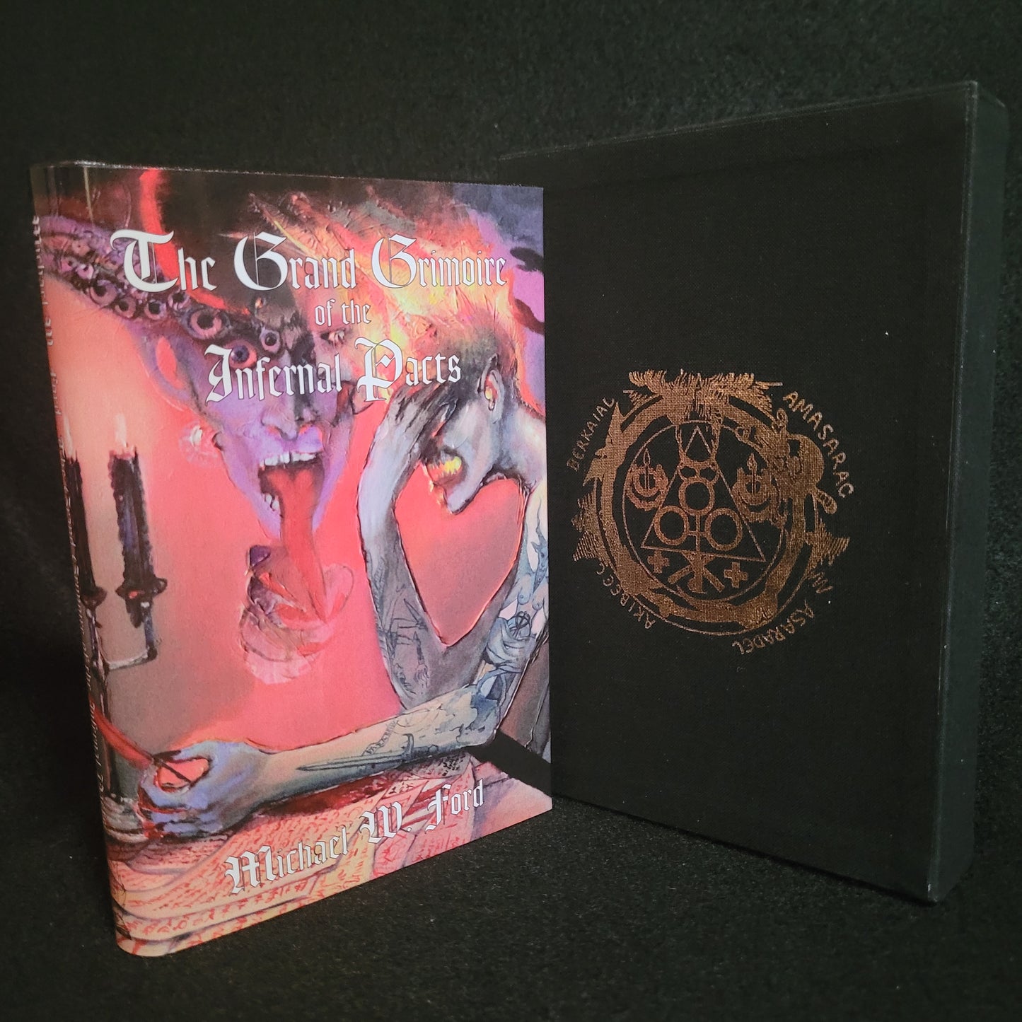 Grand Grimoire of the Infernal Pacts by Michael W. Ford (Manus Sinistra Publishing, 2022) Deluxe Edition Limited to 52 Copies Bound in Goat Leather with Dust Jacket and Cloth Slipcase