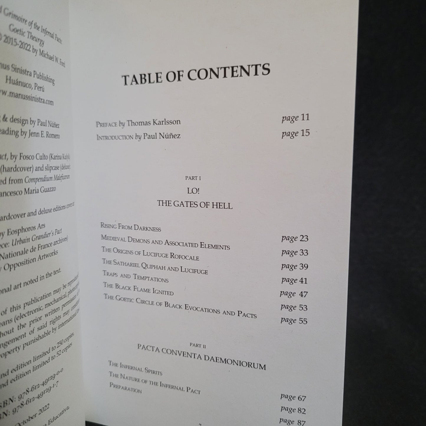 The Grand Grimoire of the Infernal Pacts by Michael W. Ford (Manus Sinistra Publishing, 2022) Cloth Hardcover Limited to 250 Copies